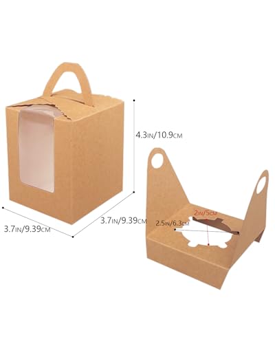 Bakepacker Auto-pop up Cupcake Boxes, Brown, 3.7 x 3.7 x 4.3 inch, 25 Count - color: Brown, size: 3.7x3.7x4.3inch/25packs