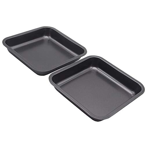 2pcs Mini Baking Pans 8 X 8 Inch (Inner 7.5 X 7.5) Square Cake Pan Bread Pan Nonstick Heavy Carbon Steel Bakeware - size: 8.33x8.33 inch Black
