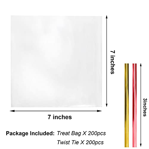 Morepack Cellophane Treat Bags 7x7 Inches 200 Pcs - size: 7x7 Inch (Pack of 200)