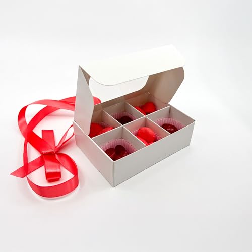 20-Ct White Treat Boxes, 5x3.5x1.57in, Window & Dividers - color: White, size: 5 x 3.5 x 1.57 in (6 compartments)