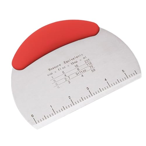 Stainless Steel Bench Scraper - Dough Cutter, Pastry Blade with Dual Side Scale, Baking Supplies Kitchen Tool - color: Red