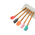 5 Piece Silicone Spatulas,Mini Rubber Spatula Bamboo Handle,Heat Resistant Silicone Set,Non-Stick Kitchen Utensils For Baking,Cooking and Stir(colorful)
