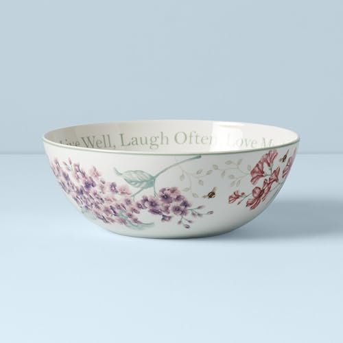 Lenox Butterfly Meadow "Live Well, Laugh Often, Love Much" Serving Bowl, White - - style: Serving Bowl, Sentiment