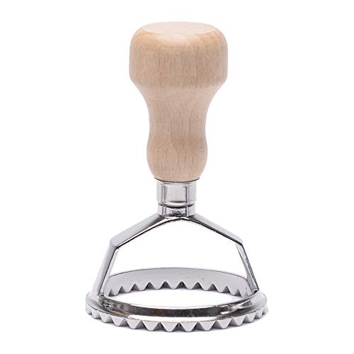 Ravioli Stamp Maker Cutter with Roller Wheel Set, Mold with Wooden Handle and Fluted Edge, Pasta Press Kitchen Attachment (MF-12456) - size: 5 piece