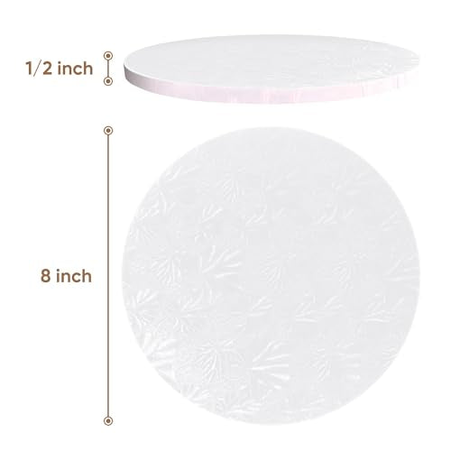 Cakebon Cake Boards 8" White Round Cake Drums 1/2" Thick Smooth Edge 1Pack - color: White (Smooth Edge), size: 8 Inch