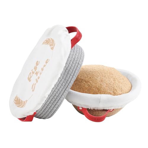 Baker's Secret Banneton Bread Proofing Basket Set of 2, Round & Oval Sourdough Proofing Baskets with Cloth Liners & Covers, Dough Rising Baskets for Artisan Bread, Proof & Serve - size: Oval and Round basket set