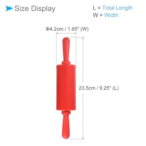 Silicone Rolling Pins, 9.25" Length, Silicone Non-Stick Ergonomic Handle Fondant Dough Roller Red - (Applications: for Baking DIY Projects) - color: Red, size: 23.5cm x 4.2cm