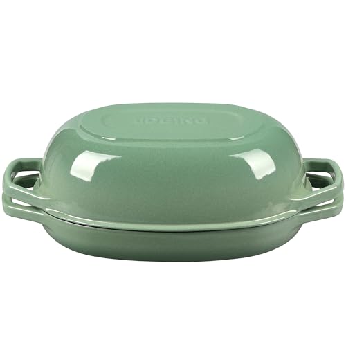 EDGING CASTING Enameled Cast Iron Oval Dutch Oven Pot with Lid, Dutch Oven for Sourdough Bread Baking, Bread Oven, Bread Dutch Oven, Oval Bread Pan, 5qt, Sage Green - color: Sage Green, size: 5 Quart