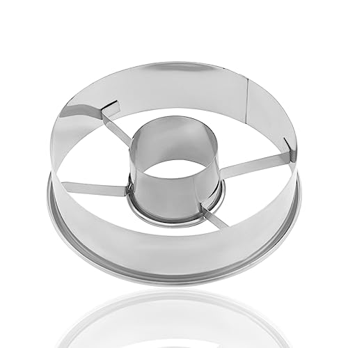Stainless Steel Donut Cutter Set - 3-1/2-Inch Doughnut Cutters with Removable Center - Crumble, Cookie Dough Rounder and Divider - Ideal for Homemade Donuts and Pastries