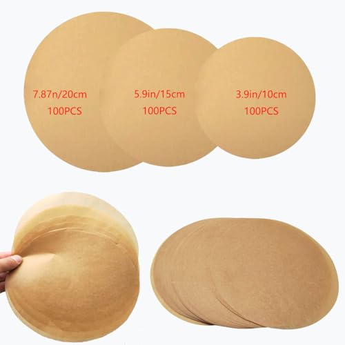 300 Sheets, 4, 6, 8 Inch Parchment Paper Rounds, Nonstick Precut - size: 300pcs4in+6in+8in)