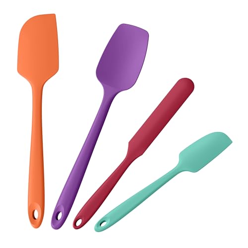 Doosu 600°F Heat Resistant Silicone Spatula Scrapers (Set of 4, Multi-5) - color: Multicolor 8, size: Set of 4