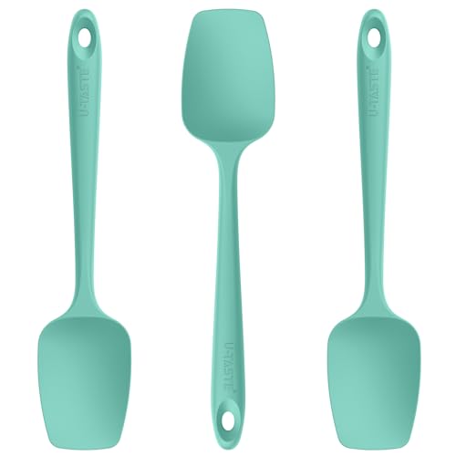 U-Taste Silicone Spoon Spatula Set of 3, 480°F High Heat Temp, Aqua Sky - color: Aqua Sky