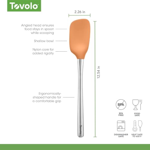 Tovolo Flex-Core Silicone Spoonula, Stainless Steel Handle, Apricot - color: Apricot, style: Spoonula