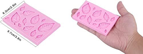 3D Small Leaf Molds Silicone for Sugar Paste, Chocolate, Fondant, Butter, Resin, Polymer Clay, Wax, Soap, Crafting Projects and Cake Decoration Decorating, 3Pcs