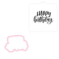 Cookie Cutter and Stencil Bundle Royal Icing Cookies Stencils Paint Your Own Biscuit Bakery Starter Kits Royal Icing Fondant Cutters Birthday Wedding Holiday Cookies Painting Coloring Pages Comb - style: Happy Birthday Set
