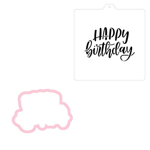 Cookie Cutter and Stencil Bundle Royal Icing Cookies Stencils Paint Your Own Biscuit Bakery Starter Kits Royal Icing Fondant Cutters Birthday Wedding Holiday Cookies Painting Coloring Pages Comb - style: Happy Birthday Set