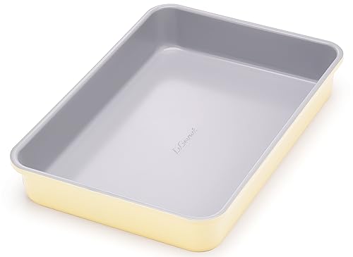 LeGourmet Nonstick Rectangle Baking Pan 9x13 Inch, Ceramic Coating, Non-Toxic, Rust Resistant Aluminized Steel, Perfect Baking Dish for Brownie Cake, Roasting, Lasagna - Butter - color: Butter