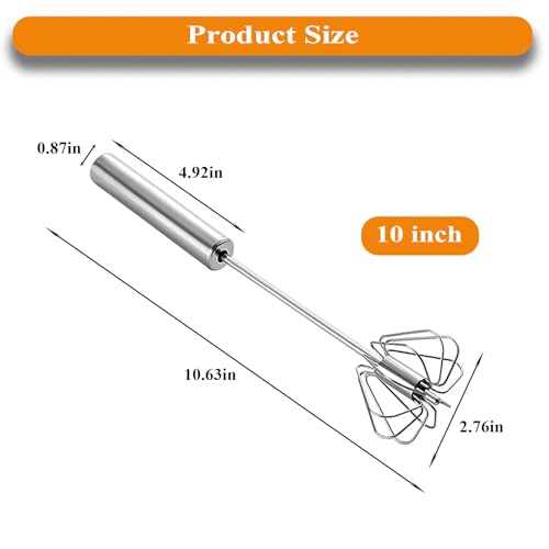 Stainless Steel Semi Automatic Whisk Egg Beater, 10in - size: 10in