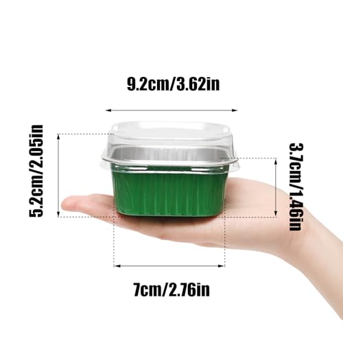 50 Pack 5oz Mini Square Cake Pans with Lids, Dark Green - color: Dark Green, size: Square