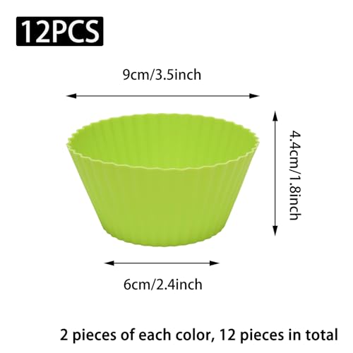 12 Pack Silicone Baking Cups, Reusable Muffin Liners Non-Stick Cupcake Molds, Small Baking Cups Truffle Cake Pan Set for Baking, Dishwasher Safe & Easy to Remove, Multicolo, Size 9 x 6 x 4.4cm - size: Pack of 12