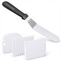 1 Offset Spatula and 3 Icing Smoother Scrapers Set, Frosting Knife Cake Decorating Kit Thickened Stainless Steel Baking Accessories