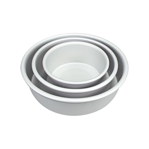 Fat Daddio's Anodized Aluminum 3-Tiered Round Cake Pan Set - size: 3 Inch Deep, Set of 3 (6, 8, 10"), style: Sets
