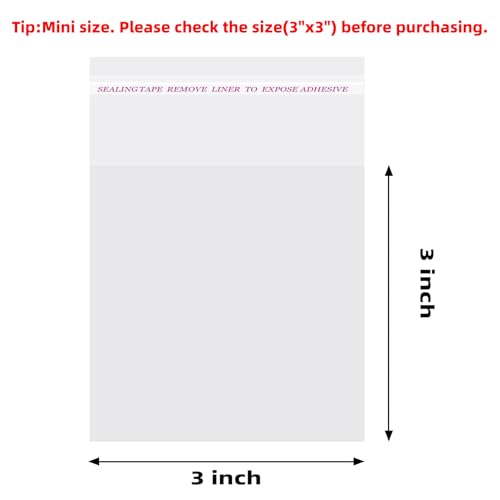 Morepack 3x3 In Cookie Bags Clear Self Sealing Cellophane Treat Bags 200Pcs - size: 3x3 Inch (Pack of 200)