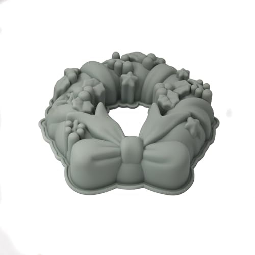 X-Haibei Round Holiday Wreath Jello Puding Cake Pan Silicone Shallow Mold 9-inch