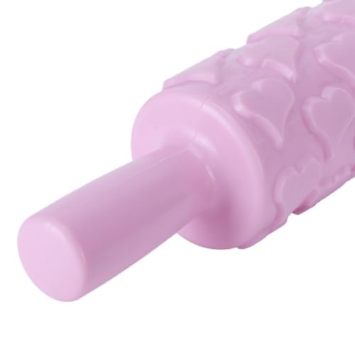 Embossed Rolling Pin for Fondant,PP Textured Pattern Roller with Handles for Cake Cookies Dough Clay Decorating,14.37 x 1.97 in(Droplet Heart) - size: Droplet Heart