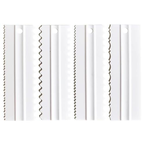 Cake Scrapers Set Decorating Comb and Icing Smoother, Plastic Sawtooth Scraper Polisher Butter Mousse Cream Cake Edge DIY Tool -8 Design Textures (White) - color: White