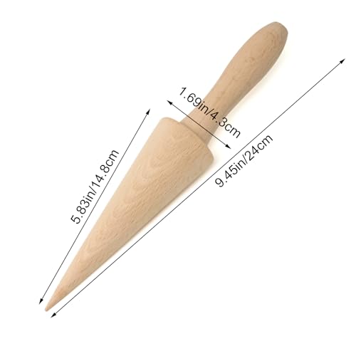 yueton 1 Pack Ice Cream Cone Roller Mold Pizzelle Roller Wooden Dessert Cooking Tools Pastry Cone Shaped Roller Mould Baking DIY Accessories
