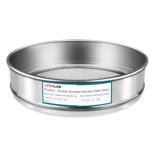 7.9" (20cm) 304 Stainless Steel Lab Sieve, 6 Mesh (3.5mm) Screen Sifter - size: 6Mesh(3.5mm)/Ф7.9in