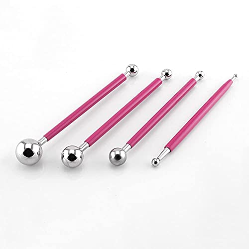 4 x Fondant Cake Decorating Clay Flower Sugarcraft Ball Model DIY Tool 8 Sizes boxs (Pink) - color: Pink