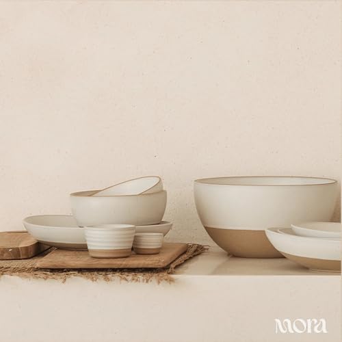 Mora Micro Ramekins Set of 4, 6oz Ceramic Pottery Baking Dishes - Microwave, Oven and Dishwasher Safe - Oat - color: Oat, size: Micro