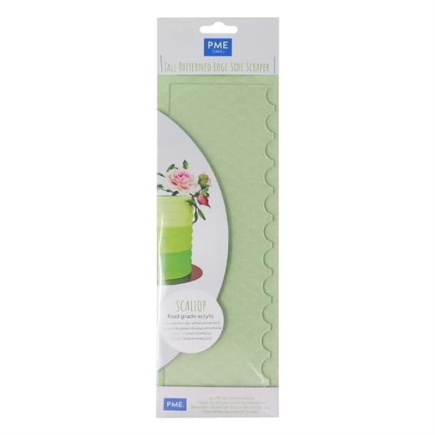PME Tall Patterned Edge Side Scraper for Cake Decorating - Scallop (PS64) - style: Scallop
