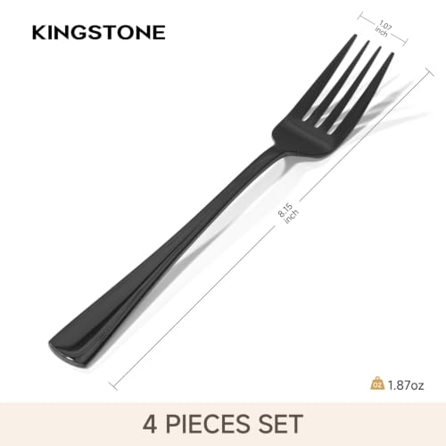 KINGSTONE Forks 4 Piece Black Dinner Forks Set, 18/10 Stainless Steel - color: Black, size: 4-Piece