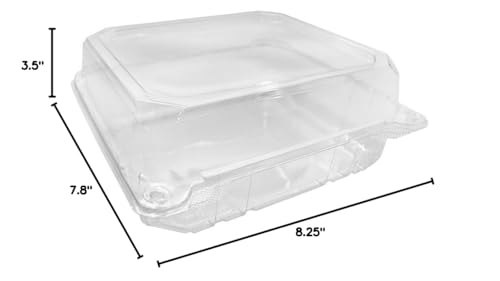 Karat Clamshell Take Out Food Containers [8"x8" - 250 ct] Durable, Stackable, Crack-Resistant To Go Boxes | Clear