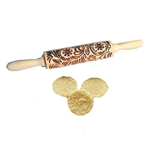 MIZORLIE 14.9" Paisley Engraved Embossed Rolling Pin