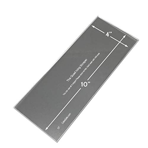 CAKESAFE 10 Inch Clear Quad Acrylic Cake Scraper, Cake Icing Scraper and Butter Cream Smoother - size: 10" Quad Scraper