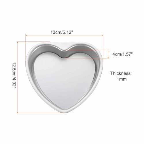 HARFINGTON 2Pcs Heart Shaped Cake Pan with Removable Loose Bottom 5" Cheesecake Aluminum Nonstick Layers Baking Pan for Wedding Birthdays Party Event - size: 5"