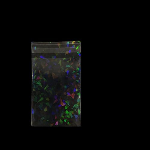 PABCK 100 Pcs Self Adhesive Holographic Cellophane Bags 2.95x5.2+1.18 inch - size: 2.95x5.2+1.18 inch