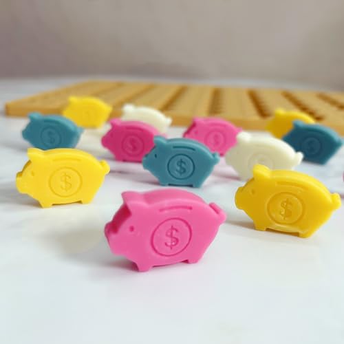 Adorable Piggy Bank Silicone Molds for Homemade Chocolates, Gummies, Candies with Scraper - color: Yellow