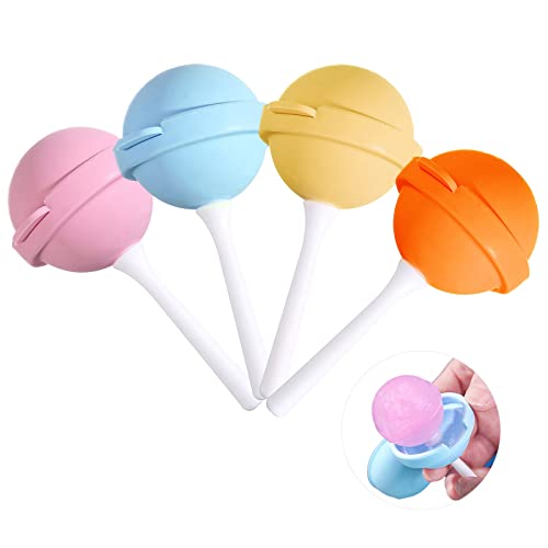 4 Pack Silicone Lollipop Popsicle Molds, BPA Free Reusable Ice Cream Molds with Sticks, DIY Homemade Freezer Treat Maker (Pink/Yellow/Orange/Blue)