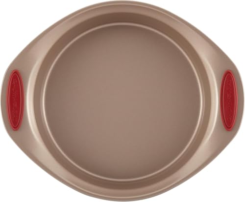 Rachael Ray Cucina Nonstick Bakeware Baking Pans Set, Baking Set 10-Piece - color: Latte Brown with Cranberry Red Grips, size: 10 Piece