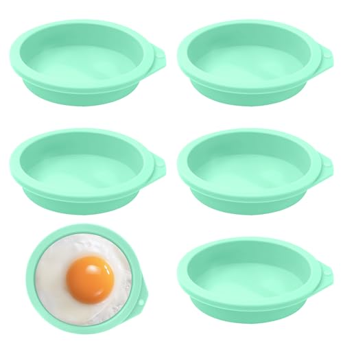 Air Fryer Egg Molds, 6-Pack Silicone Non-Stick for Muffins & Toast - color: Green