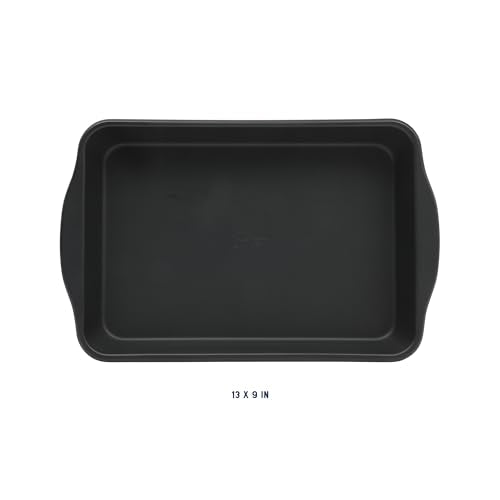 Oster Teston 13 x 9 Inch Rectangular Baking Pan, Nonstick Carbon Steel Cake Pan, Matte Black, PFAS-Free, Oven-Safe, Easy Clean Bakeware - color: Matte Black, size: 13" x 9" Rectangular Cake Pan
