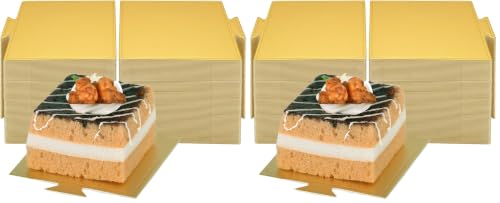 YYaaloa 200pcs 3.3 Inch Mini Square Golden Cake Boards Mousse Cupcake Base Paper Plates Dessert Board Base for Cake DIY, Baking Dessert Party Wedding Birthday (Square, 200pcs) (Pack of 2) - color: Square, size: 200pcs (Pack of 2)