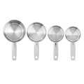 4pcs Measuring Cup Scoops, 4 Sizes Stainless Steel Cup Scoop Set with Scale Tasse a Mesurer for Kitchen Liquid & Dry Ingredients Coffee Cooking Baking Accessories Essentials Utensils Gadgets (Silver)