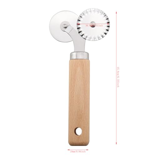 Stainless Steel Pastry Double Cutter Wheel 360 Degree Rolling Embossing Wheel Pasta Cutter Dough Scalloper Grid Roller Pizza Maker Pie Tool Kitchen Baking Utensils