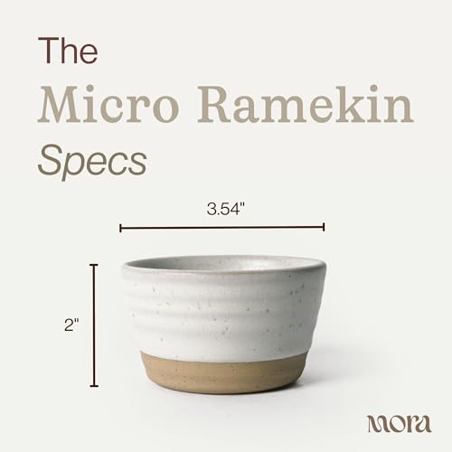 Mora Micro Ramekins Set of 4, 6oz Ceramic Pottery Baking Dishes - Microwave, Oven and Dishwasher Safe - Oat - color: Oat, size: Micro